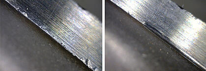 Close up of rounded edge on turbine blade