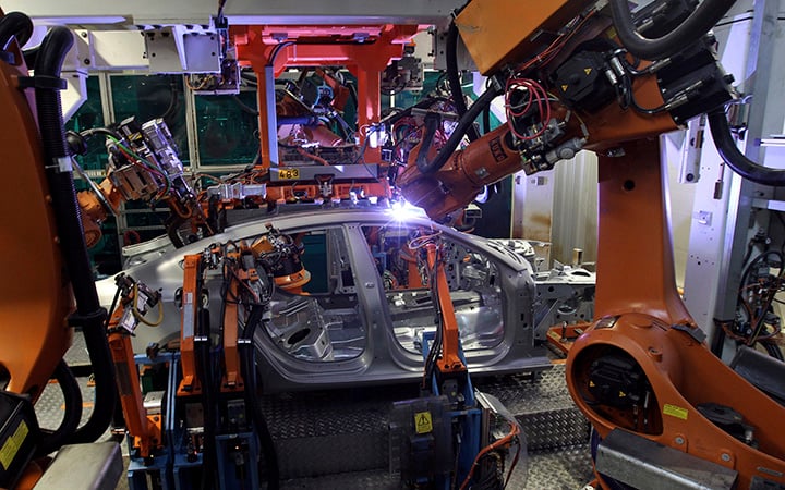 laser brazing machine in automotive assembly plant